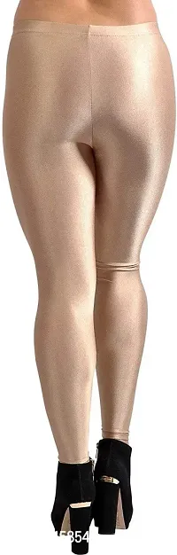 Fabulous Beige Satin Solid Leggings For Women Pack Of 1-thumb2