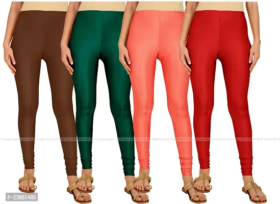 Stylish Fancy Lycra Blend Solid Leggings For Women Pack Of 4