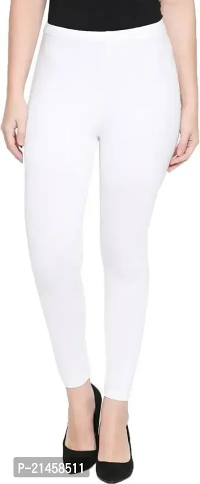 Fabulous White Satin Solid Leggings For Women Pack Of 1-thumb0