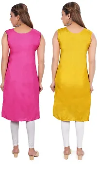 Elegant Multicoloured Poly Silk Embroidered Kurta For Women Combo Of 2-thumb1