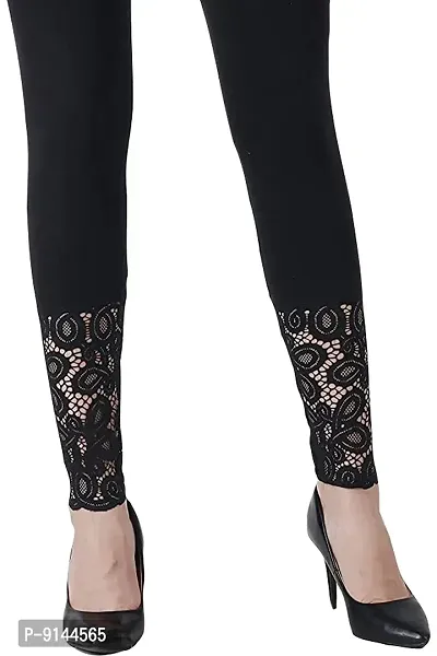 Buy Pt Designer Latest Cotton Ankle Length Bottom Wear Fancy Leggings For Women With Net Lace Regular Fit Solid Leggings Online In India At Discounted Prices