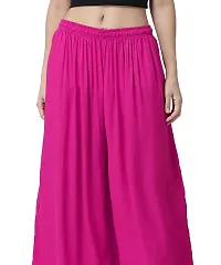 PT Latest Women Rayon Loose fit Stylish Palazzo Solid Soft Plain Design with Elastic and Knote in Free Size - 26 Inch's to 38 Inch's/12 inch Flair Pack of 1 Pink-thumb4