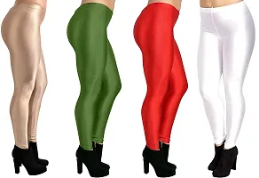 Fabulous Multicoloured Satin Solid Leggings For Women Pack Of 4-thumb2