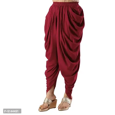 PT Latest Reyon Traditional Dhoti Patiala Salwar/Pants Stylish Stitched for Women's and Girls (Free Size) Maroon-thumb3