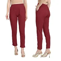 PT Regular Fit Elastic Waist Cotton Pencil Pant Casual/Formal Trousers for Women with Pockets for Casual  Official Use for Women's  Girls Available in 13 Colors.-thumb3