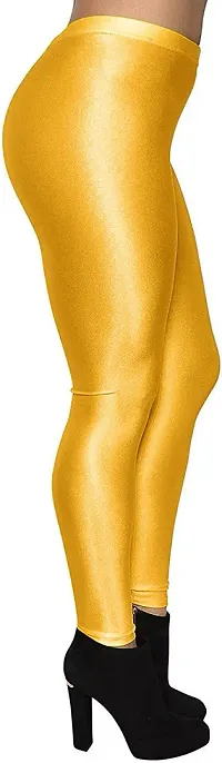 Fabulous Yellow Satin Solid Leggings For Women Pack Of 1-thumb2