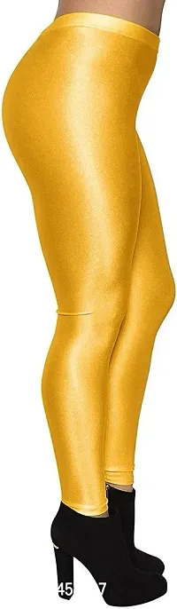 Fabulous Yellow Satin Solid Leggings For Women Pack Of 1-thumb3