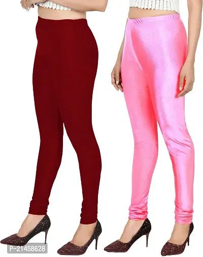 Fabulous Multicoloured Satin Solid Leggings For Women Pack Of 2-thumb3