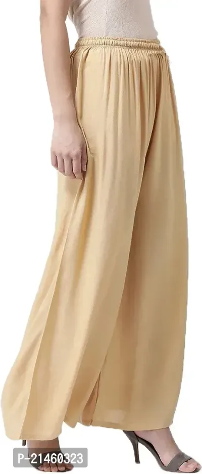 Elegant Beige Rayon Solid Ethnic Pant For Women-thumb3