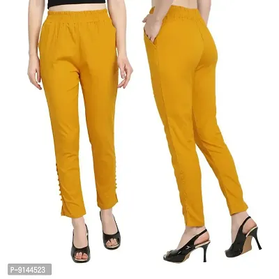 PT Regular Fit Elastic Waist Cotton Pencil Pant Casual/Formal Trousers for Women with Pockets for Casual  Official Use for Women's  Girls Available in 13 Colors.-thumb4