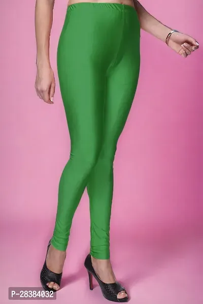 Stylish Green Lycra Blend Solid Leggings For Women-thumb3