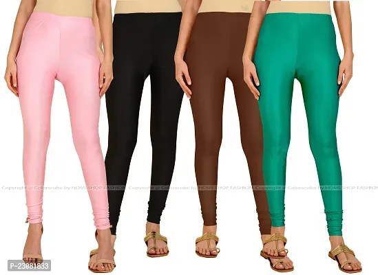 Stylish Fancy Lycra Blend Solid Leggings For Women Pack Of 4-thumb0
