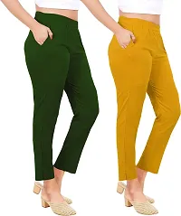 Elegant Multicoloured Cotton Slub Solid Ethnic Pant Combo For Women-thumb2