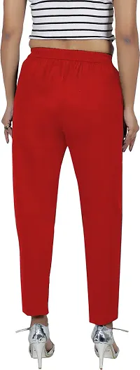 Elegant Red Cotton Blend Solid Ethnic Pant For Women-thumb1