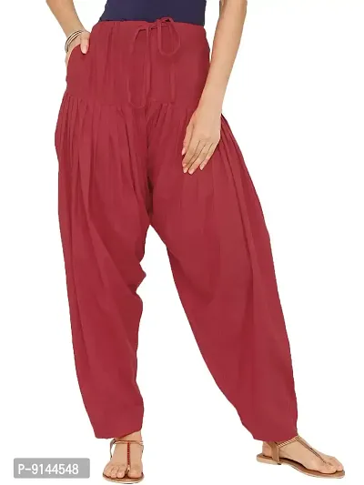 PT Latest Cotton Traditional Semi Patiala Salwar Punjabi Style Stitched for Women's and Girls (Free Size). Maroon