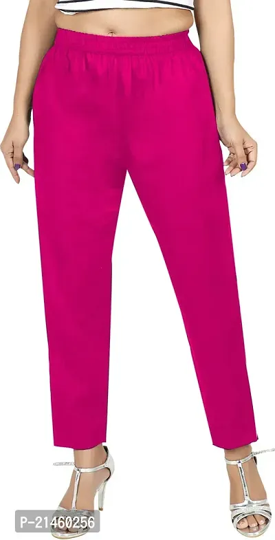 Elegant Pink Cotton Blend Solid Ethnic Pant For Women