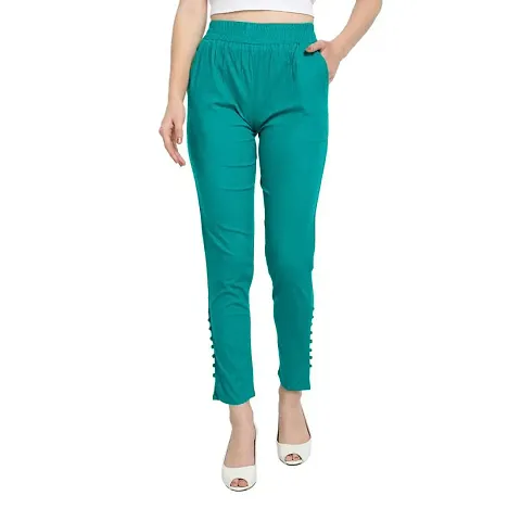 PT Regular Fit Elastic Waist Pencil Pant Casual/Formal Trousers for Women with Pockets for Casual Official Use for Women's Girls Available in 13 Colors.