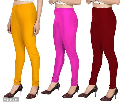 Buy PT Stretchable fit Satin Shiny Lycra Shimmer Chudidar Leggings for Women  and Girl in Wide Shades of Vibrant Colors in Regular and Plus Size (23  Colors) Pack of 3 Online In