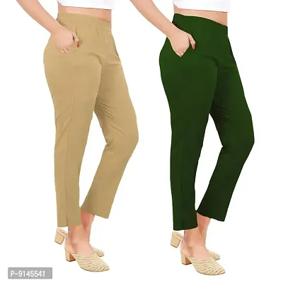 PT Latest Toko Stretchable Trousers for Women (Pack of 2) Straight Fit Pant for Casual, Daily and Office wear with Elastic Waist and Pockets.-thumb3