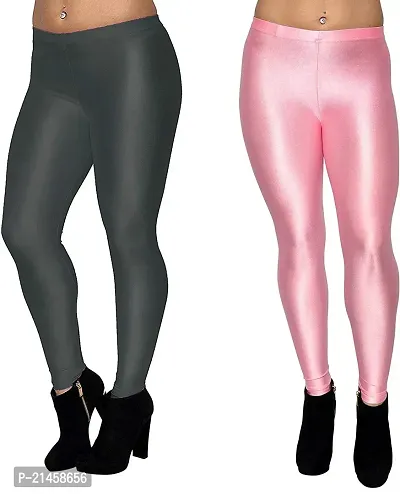 Fabulous Multicoloured Satin Solid Leggings For Women Pack Of 2-thumb0