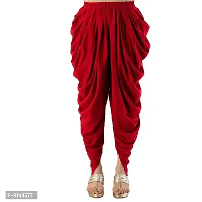 PT Latest Reyon Traditional Dhoti Patiala Salwar/Pants Stylish Stitched for Women's and Girls (Free Size) Red