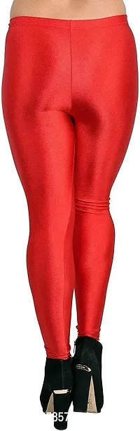 Fabulous Red Satin Solid Leggings For Women Pack Of 1-thumb3