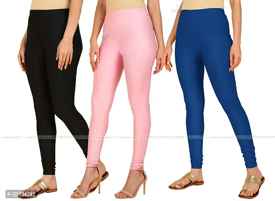 Fabulous Multicoloured Lycra Blend Solid Leggings For Women Pack Of 3-thumb2