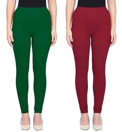 Stylish Cotton Solid Leggings For Women - Pack Of 2