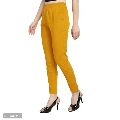 PT Regular Fit Elastic Waist Cotton Pencil Pant Casual/Formal Trousers for Women with Pockets for Casual  Official Use for Women's  Girls Available in 13 Colors.-thumb3