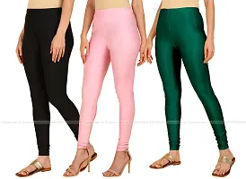 Fabulous Multicoloured Lycra Blend Solid Leggings For Women Pack Of 3-thumb1