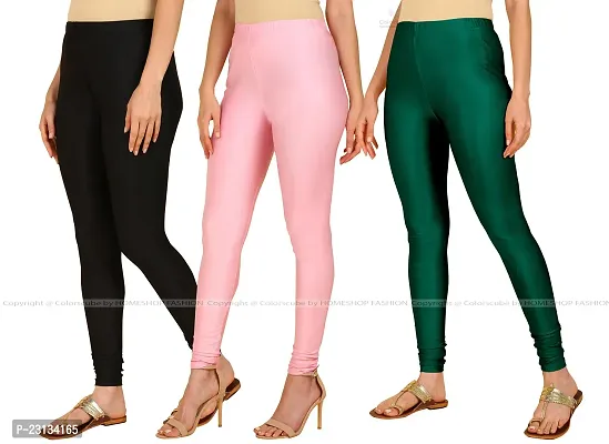 Fabulous Multicoloured Lycra Blend Solid Leggings For Women Pack Of 3-thumb2