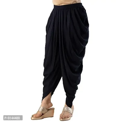 PT Latest Reyon Traditional Dhoti Patiala Salwar/Pants Stylish Stitched for Women's and Girls (Free Size) Black-thumb3