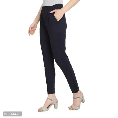 PT Regular Fit Elastic Waist Cotton Pencil Pant Casual/Formal Trousers for Women with Pockets for Casual  Official Use for Women's  Girls Available in 13 Colors.-thumb3