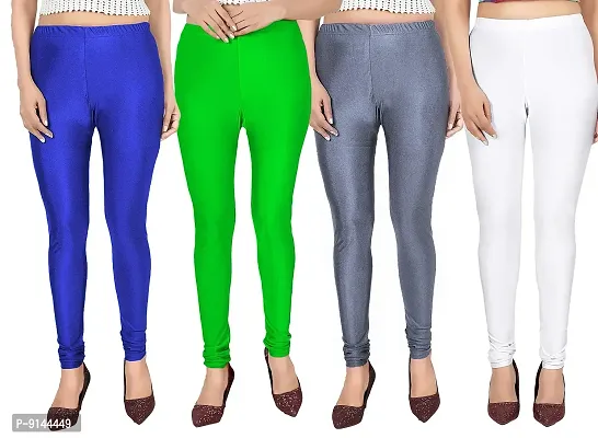 Buy PT Stretchable fit Satin Shiny Lycra Shimmer Chudidar Leggings for  Women and Girl in Wide Shades of Vibrant Colors in Regular and Plus Size  (23 Colors) Pack of 4 Women Leggings
