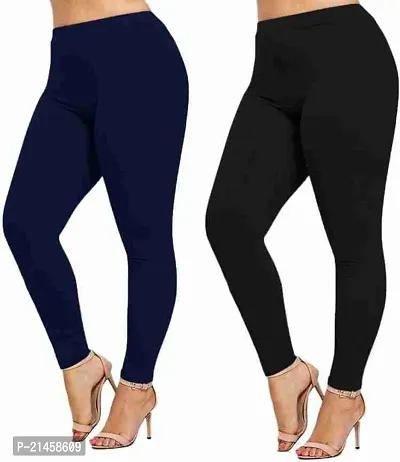 Fabulous Multicoloured Satin Solid Leggings For Women Pack Of 2-thumb0