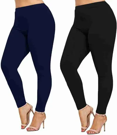 Fabulous Satin Solid Leggings For Women Pack Of 2