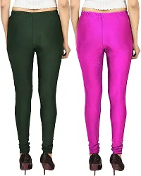 Fabulous Multicoloured Satin Solid Leggings For Women Pack Of 2-thumb1