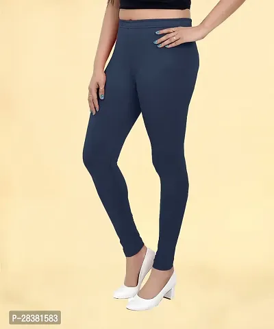 Fabulous Navy Blue Cotton Solid Leggings For Women-thumb0