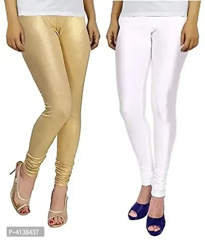 Stylish Cotton Spandex Solid Leggings ( Pack Of 2 )-thumb0