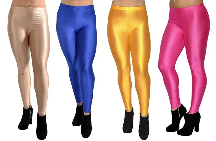 Fabulous Satin Solid Leggings For Women Pack Of 4