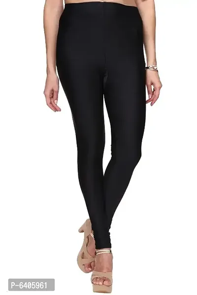 Stylish Black Satin Lycra Solid Leggings For Women-thumb0