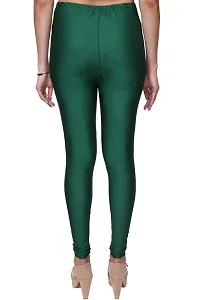 Stylish Green Satin Lycra Solid Leggings For Women-thumb1