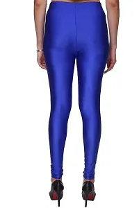 Stylish Blue Satin Lycra Solid Leggings For Women-thumb2