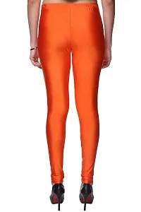 Stylish Orange Satin Lycra Solid Leggings For Women-thumb2