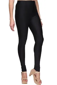 Stylish Black Satin Lycra Solid Leggings For Women-thumb1