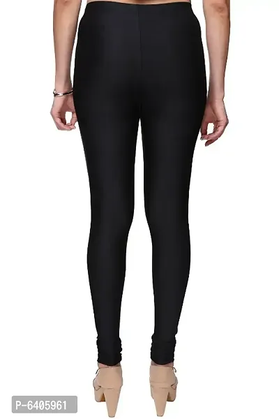 Stylish Black Satin Lycra Solid Leggings For Women-thumb3