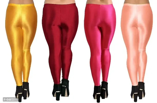 Stunning Satin Lycra Solid Leggings For Women- Pack Of 4-thumb3