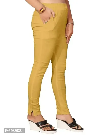 Stylish Cotton Slub Yellow Solid Ethnic Pant For Women-thumb0