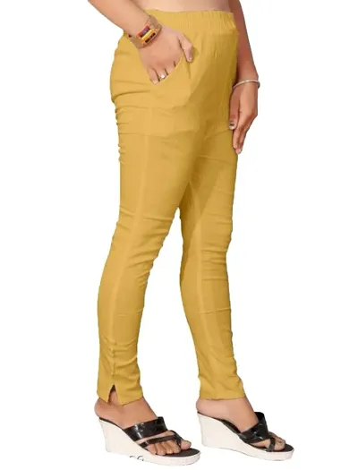 Stylish Cotton Slub Solid Leggings For Women