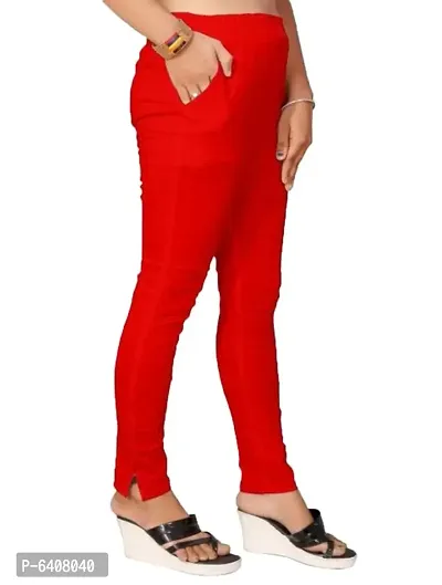 Stylish Cotton Slub Red Solid Ethnic Pant For Women